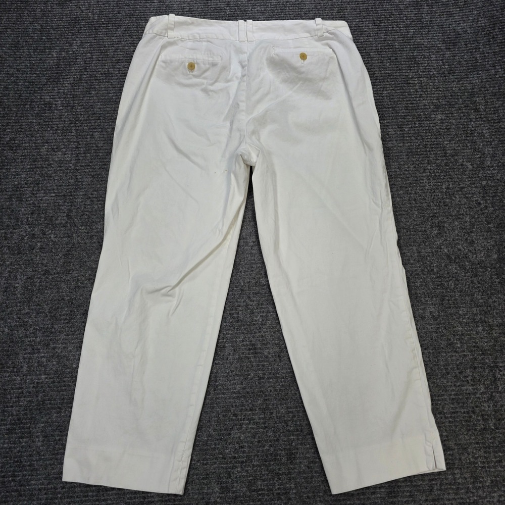 Talbots The Perfect Crop Curvy Pants Women's Size 12 White Cotton Blend Chino - Picture 2 of 8